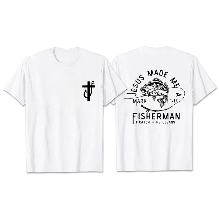 Christianartworkshop Jesus Made Me A Fisherman Mark 1:17 Unisex T-shirt - White - 2XL - image 10