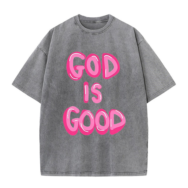 Christianartworkshop God Is Good Unisex Washed T-Shirt - Grey - 5XL - image 9