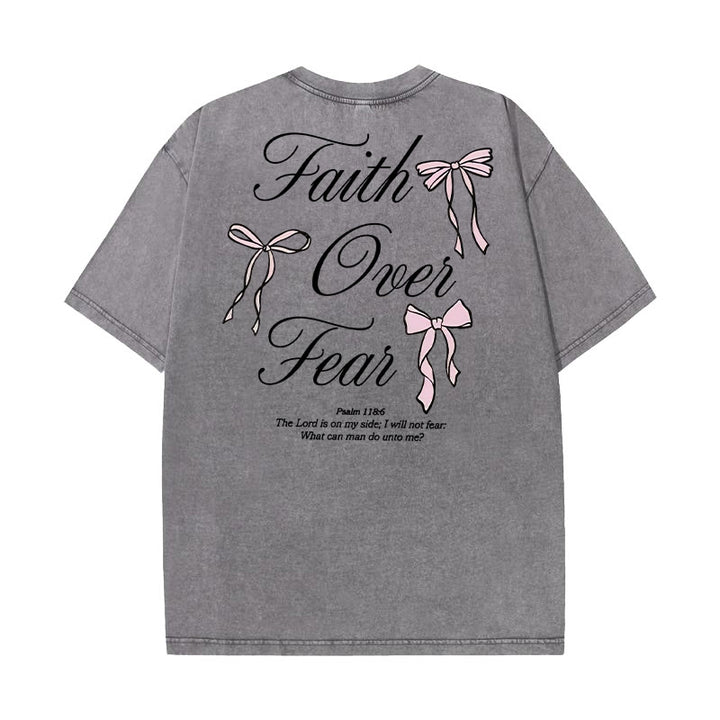 Christianartworkshop Faith Over Fear Unisex Washed T-Shirt - Grey - 5XL - image 8