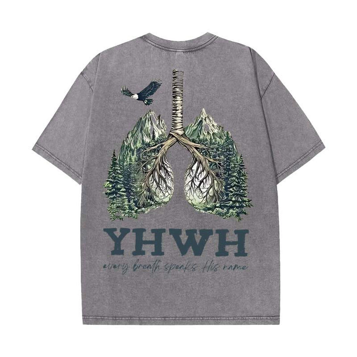 Christianartworkshop Every Breath Speaks His Name Unisex Washed T-shirt - Grey - 5XL - image 12