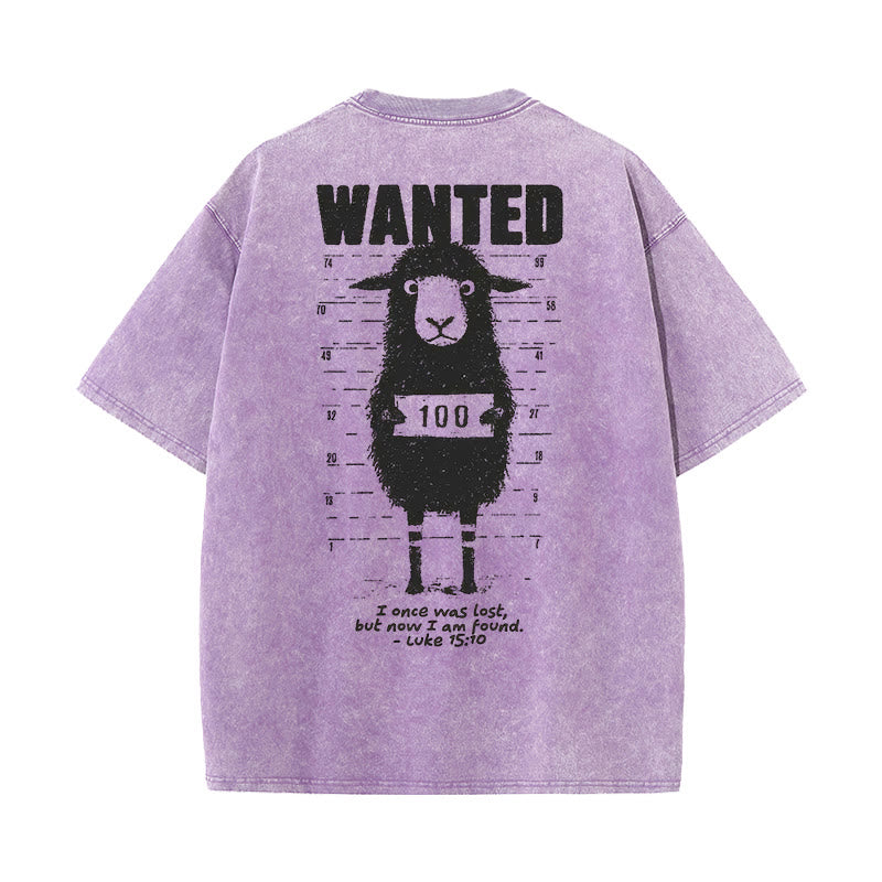 Christianartworkshop Wanted Sheep Unisex Washed T-shirt - Purple - 5XL - image 12
