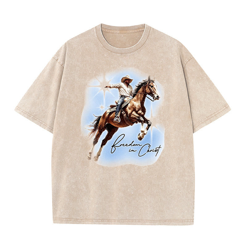 Christianartworkshop Freedom In Christ Unisex Washed T-shirt - Apricot - 5XL - image 5