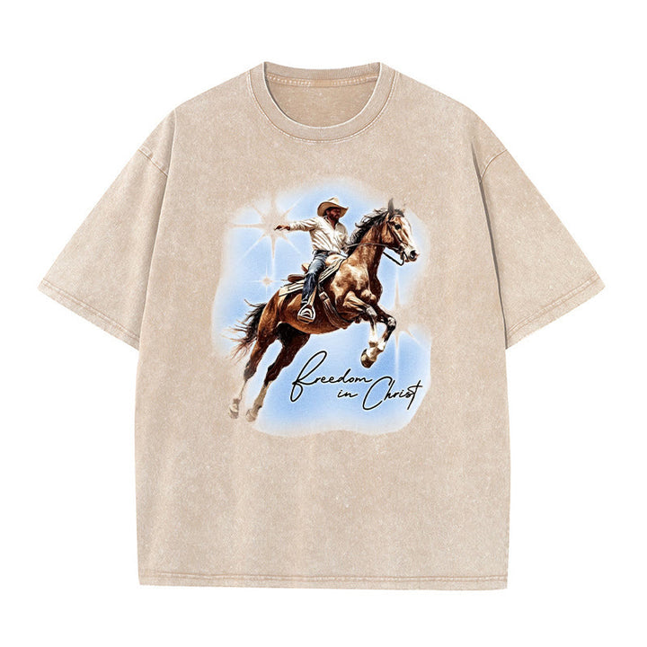 Christianartworkshop Freedom In Christ Unisex Washed T-shirt - Apricot - 5XL - image 5