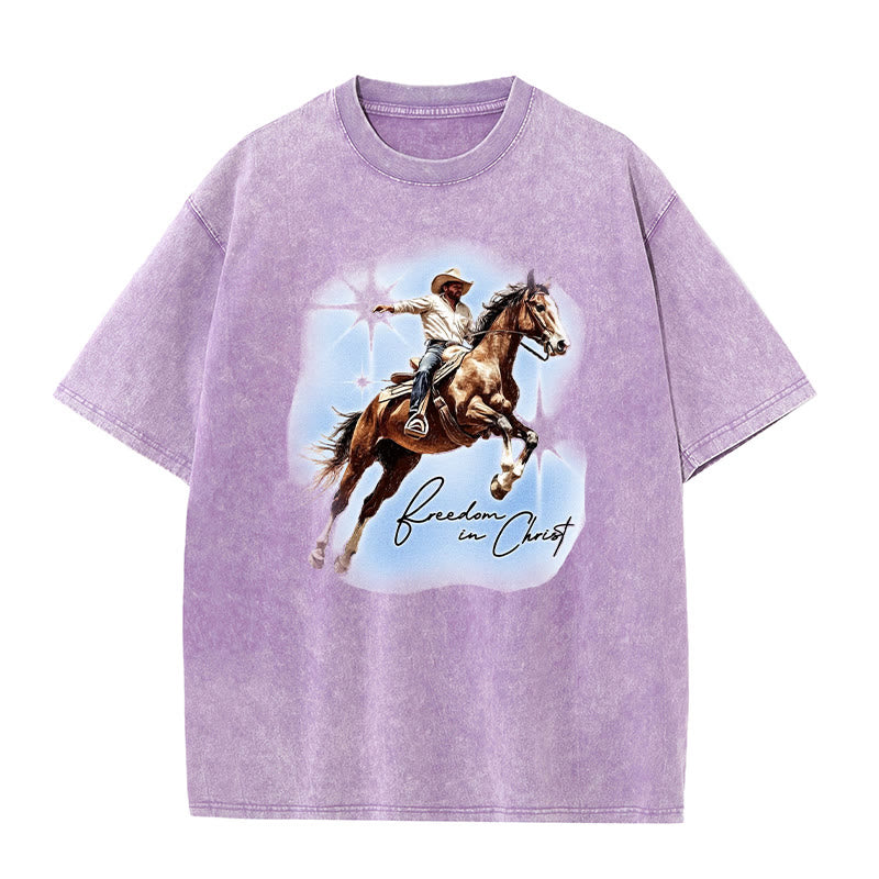 Christianartworkshop Freedom In Christ Unisex Washed T-shirt - Purple - 5XL - image 3