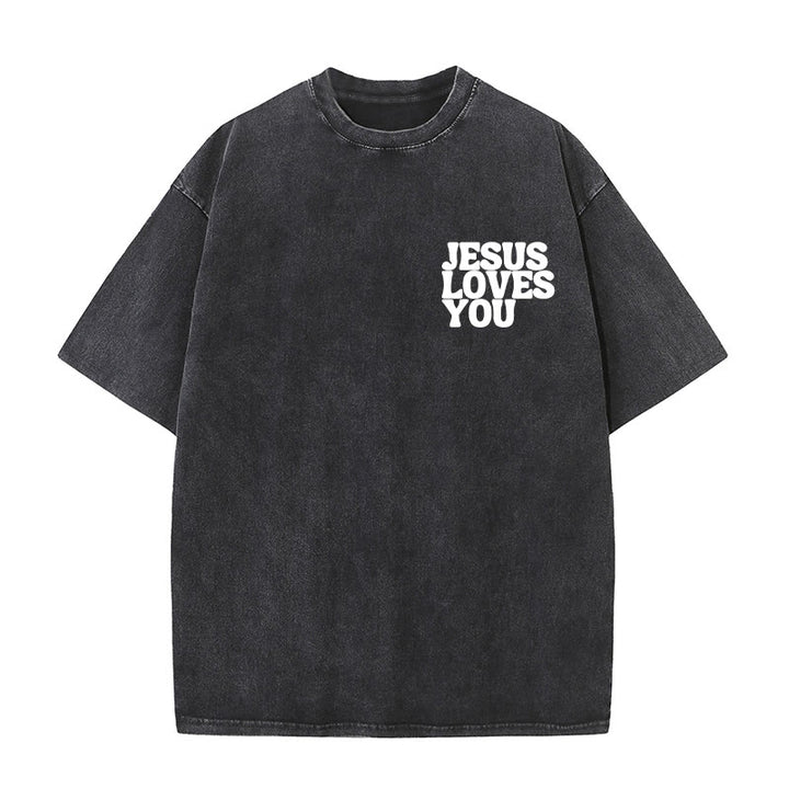 Christianartworkshop Good News Jesus Loves You Unisex Washed T-shirt - image 5