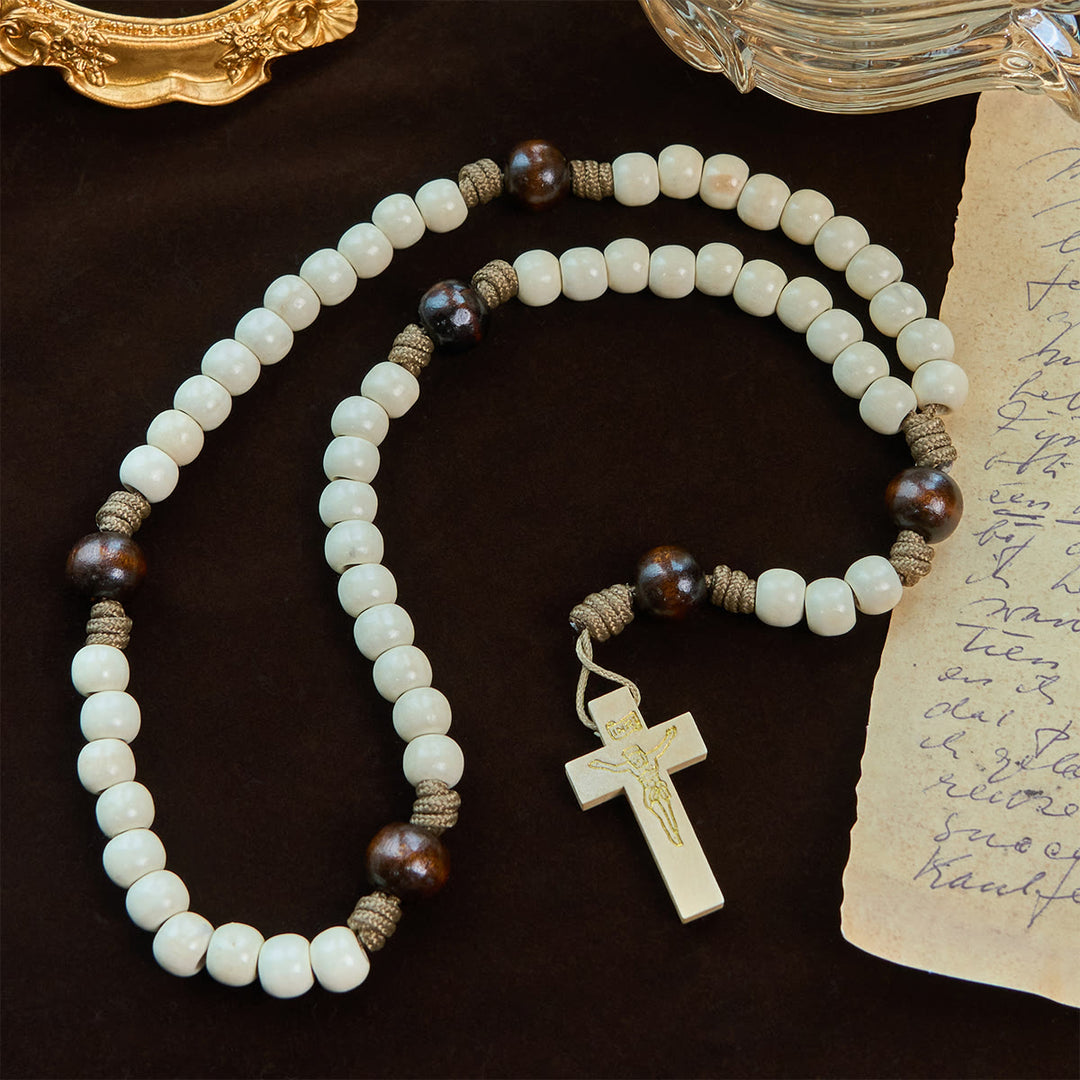 FREE Today: Minimalist Style Matte White Beads Rosary with INRI Crucifix: Wear Spiritual Beauty
