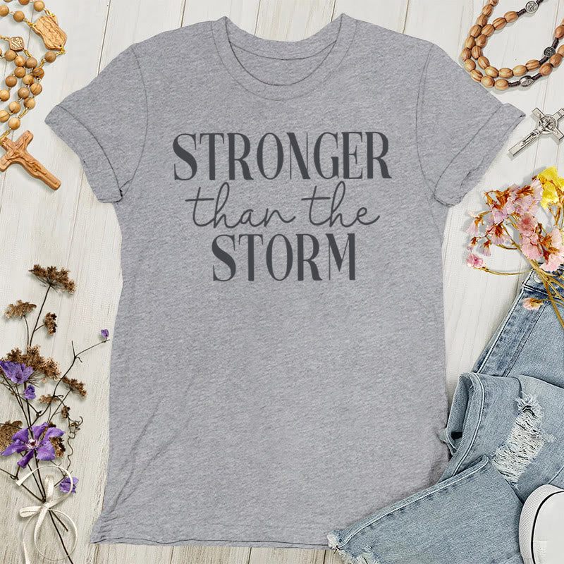 Christianartworkshop Storm Conqueror: Empowering Message Women's T-shirt