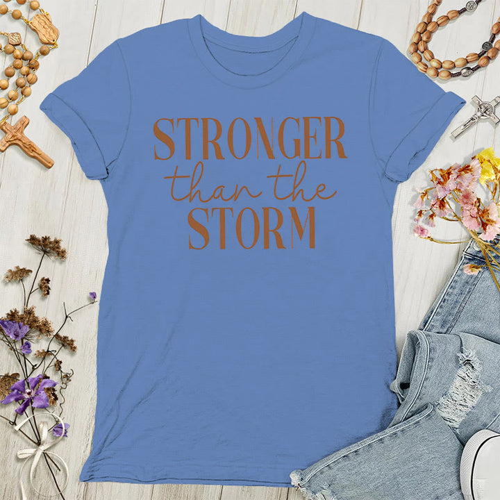 Christianartworkshop Storm Conqueror: Empowering Message Women's T-shirt