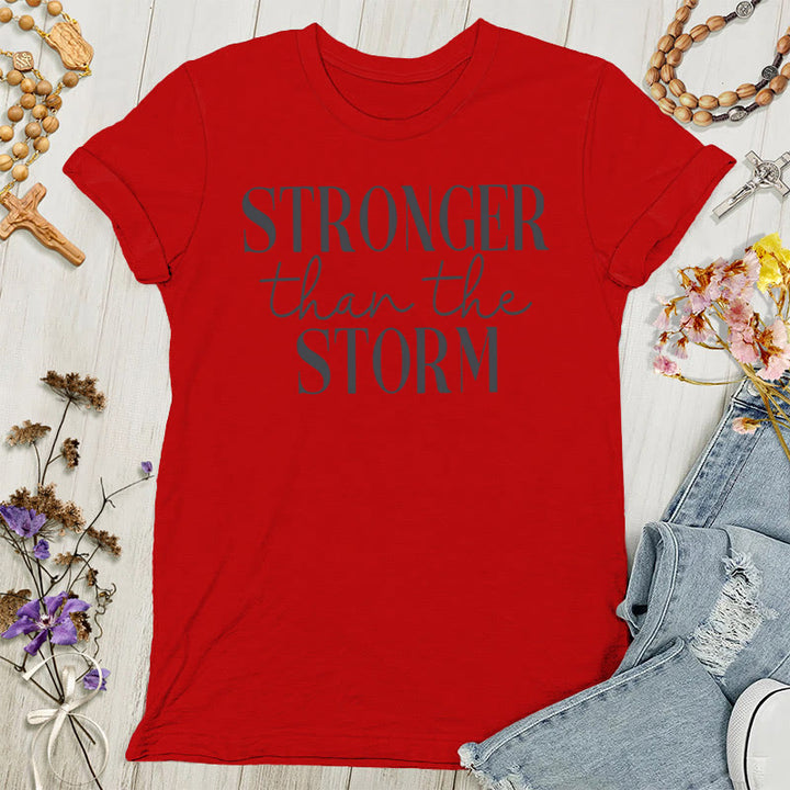 Christianartworkshop Storm Conqueror: Empowering Message Women's T-shirt