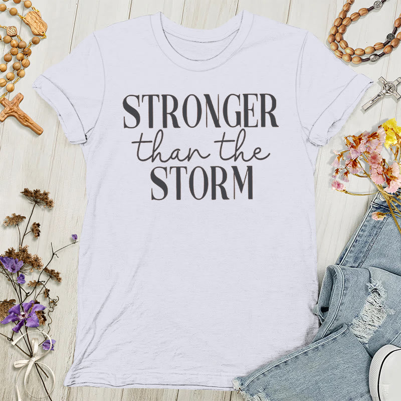 Christianartworkshop Storm Conqueror: Empowering Message Women's T-shirt