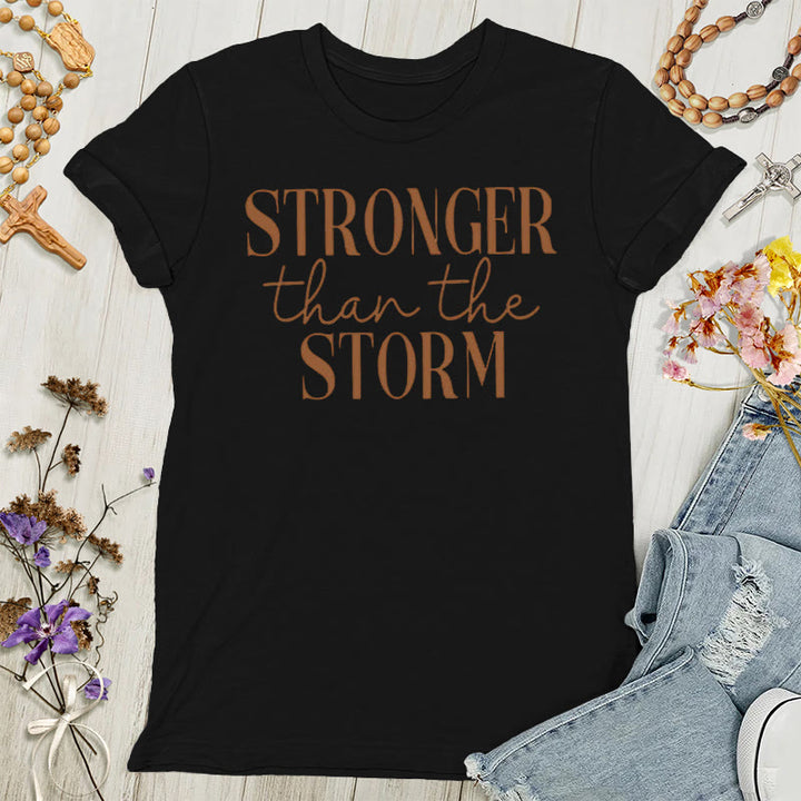 Christianartworkshop Storm Conqueror: Empowering Message Women's T-shirt