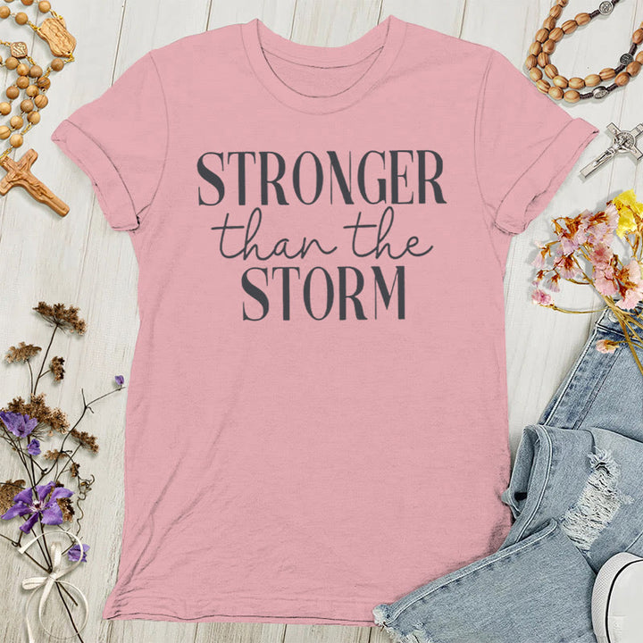Christianartworkshop Storm Conqueror: Empowering Message Women's T-shirt