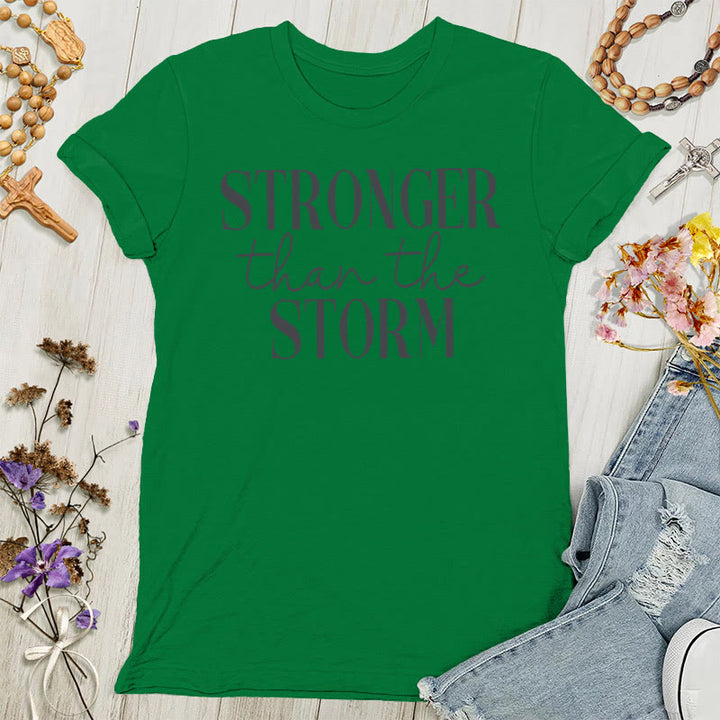 Christianartworkshop Storm Conqueror: Empowering Message Women's T-shirt