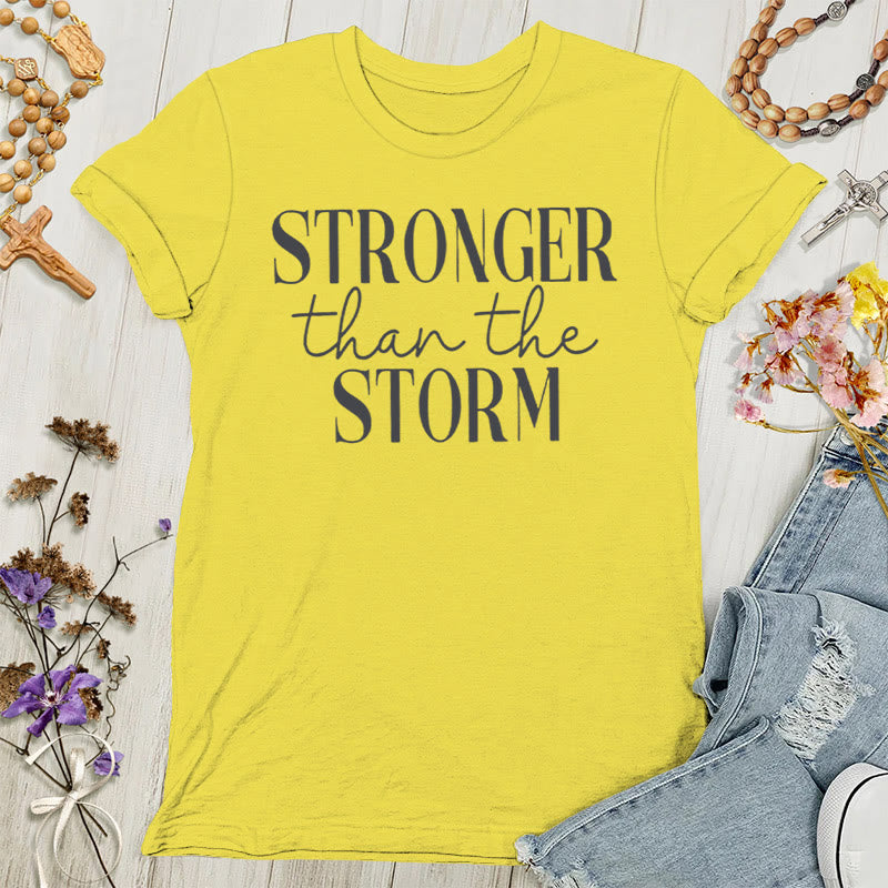 Christianartworkshop Storm Conqueror: Empowering Message Women's T-shirt