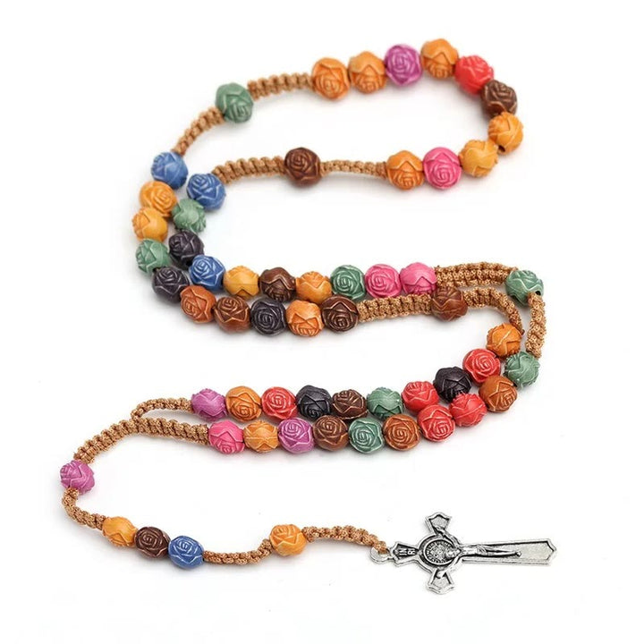 Christianartworkshop Multicolor Prayer Rose Beads Rosary