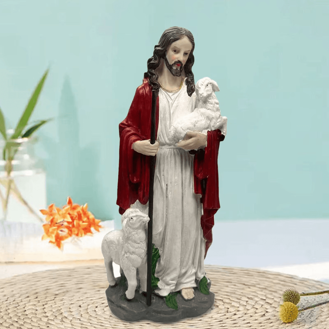 Christianartworkshop Sacred Heart Good Shepherd with Lamb Sculpture: Invite Faith into Your Home - image 2