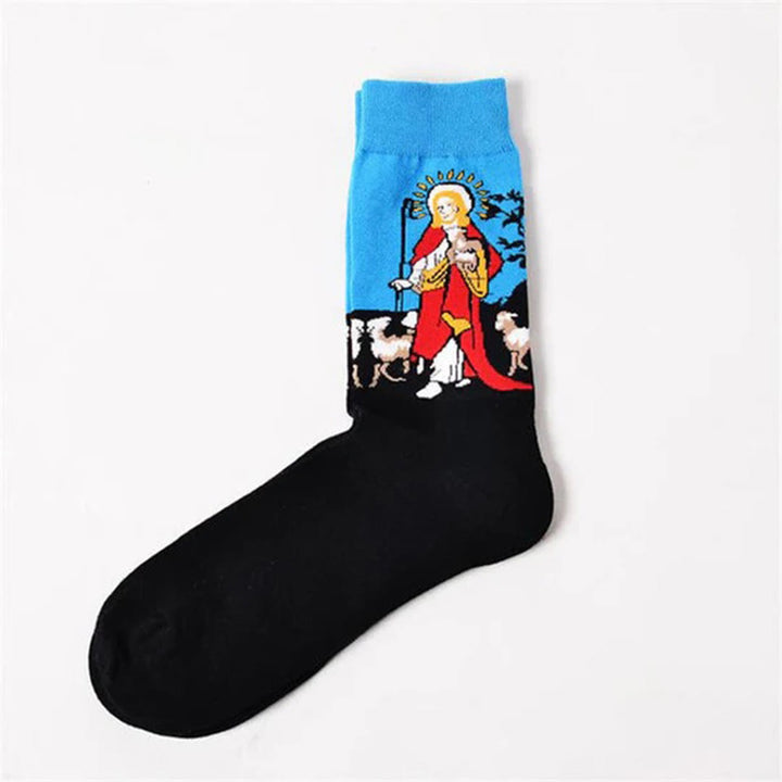 Christianartworkshop Spiritual Good Shepherd Patterned Crew Socks: Walk Daily in Divine Guidance - image 3