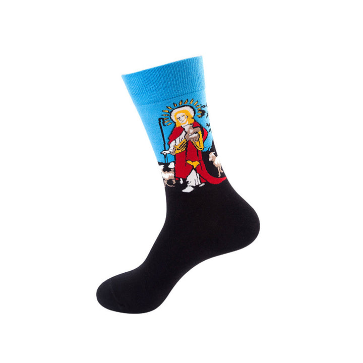Christianartworkshop Spiritual Good Shepherd Patterned Crew Socks: Walk Daily in Divine Guidance - image 5