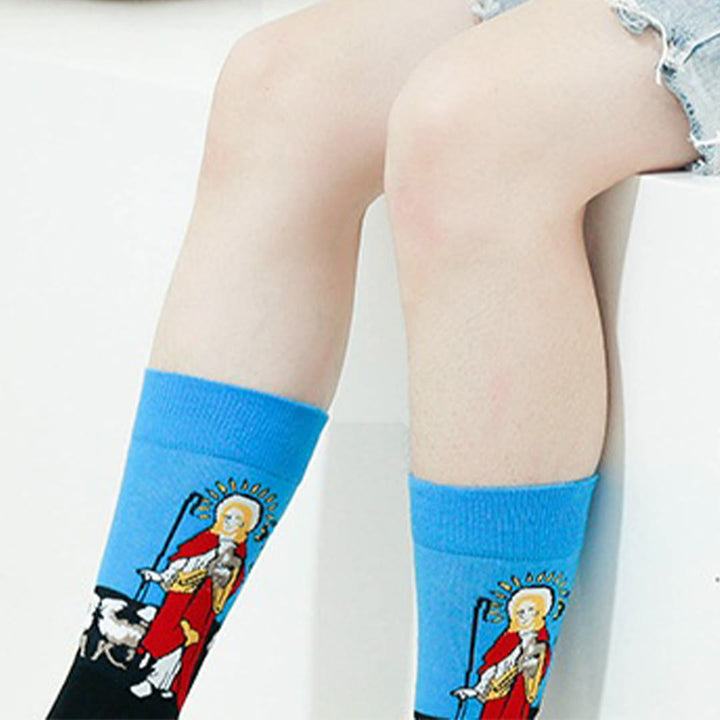 Christianartworkshop Spiritual Good Shepherd Patterned Crew Socks: Walk Daily in Divine Guidance - image 4