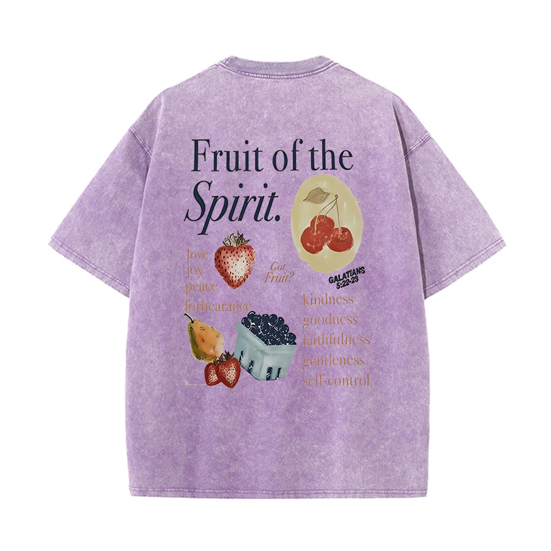 Christianartworkshop Fruit Of The Spirit Double Sided Unisex Washed T-shirt - Purple - 5XL - image 12