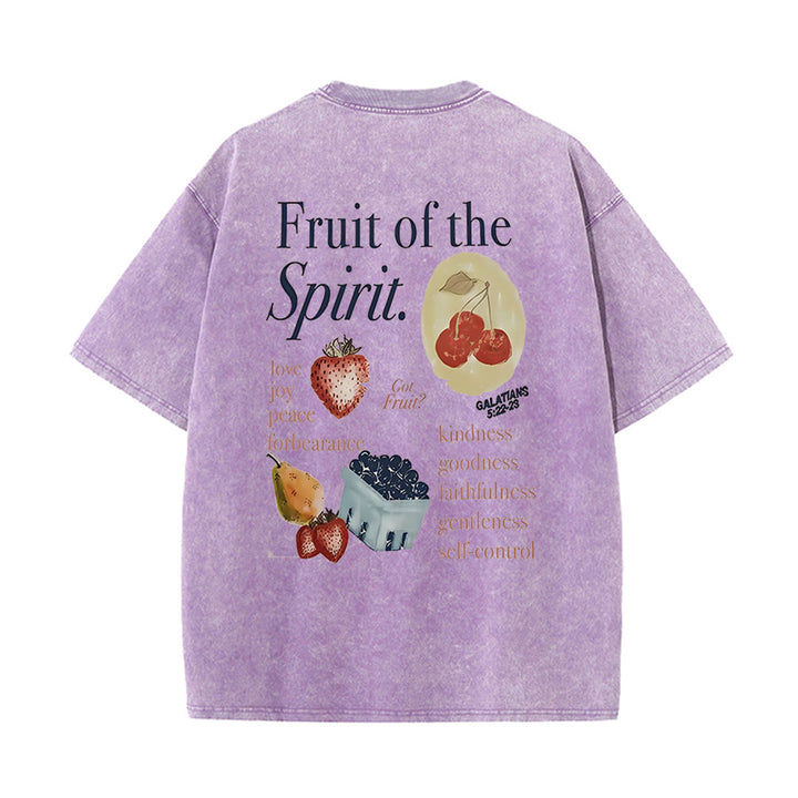 Christianartworkshop Fruit Of The Spirit Double Sided Unisex Washed T-shirt - Purple - 5XL - image 12