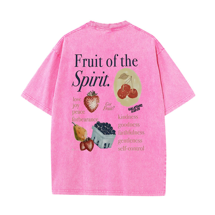 Christianartworkshop Fruit Of The Spirit Double Sided Unisex Washed T-shirt - Pink - 5XL - image 18