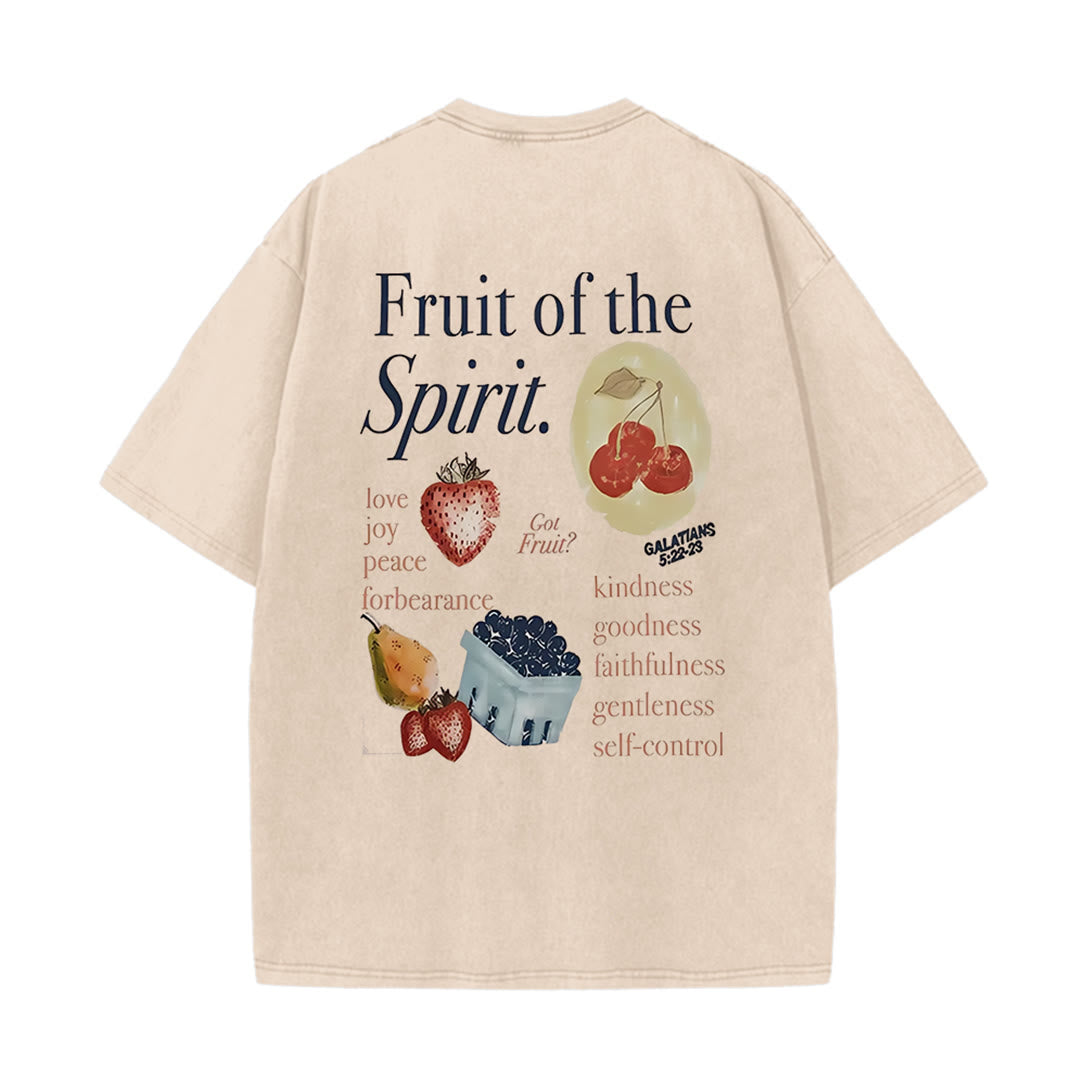 Christianartworkshop Fruit Of The Spirit Double Sided Unisex Washed T-shirt - Apricot - 5XL - image 4