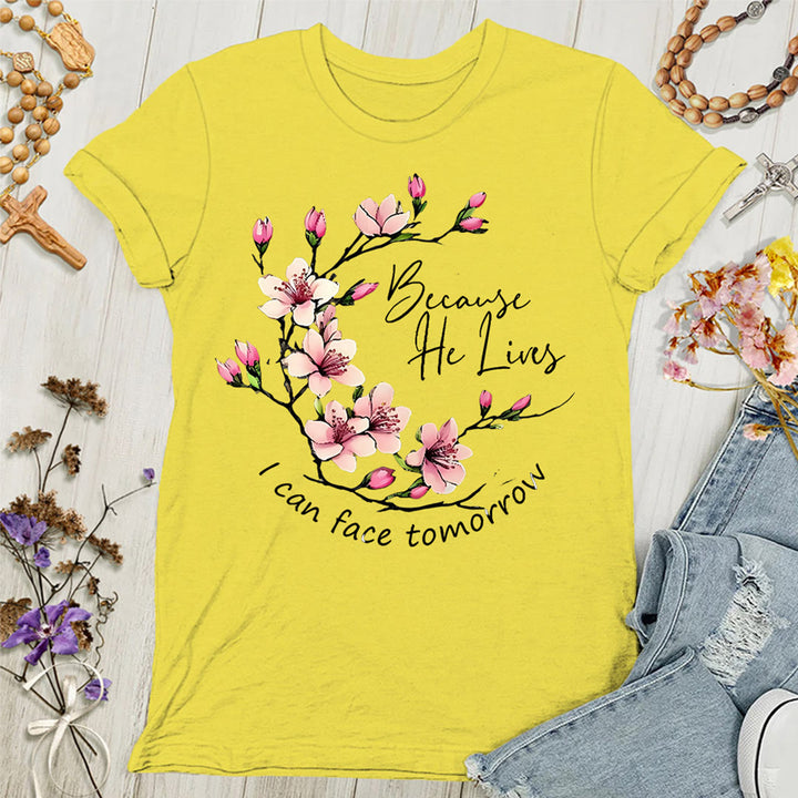 Christianartworkshop Because God Lives I Can Face Tomorrow Women's T-shirt - Yellow - 4XL - image 4