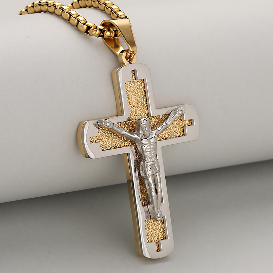 Christianartworkshop Polished Crucifix Pendant Necklace Available in Four Timeless Color Styles - Golden + Silver - image 1