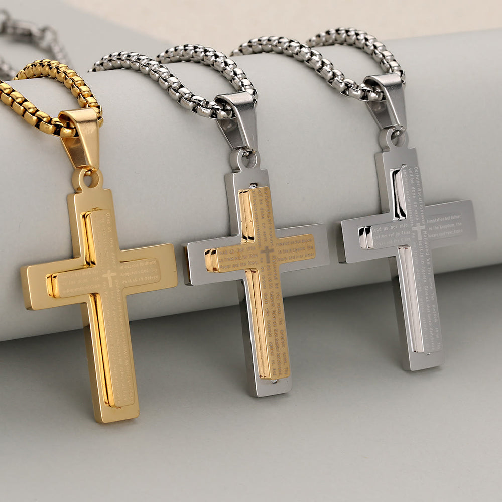 Christianartworkshop Minimalist Tricolor Cross Necklace Embodying Faith and Simplicity - image 2