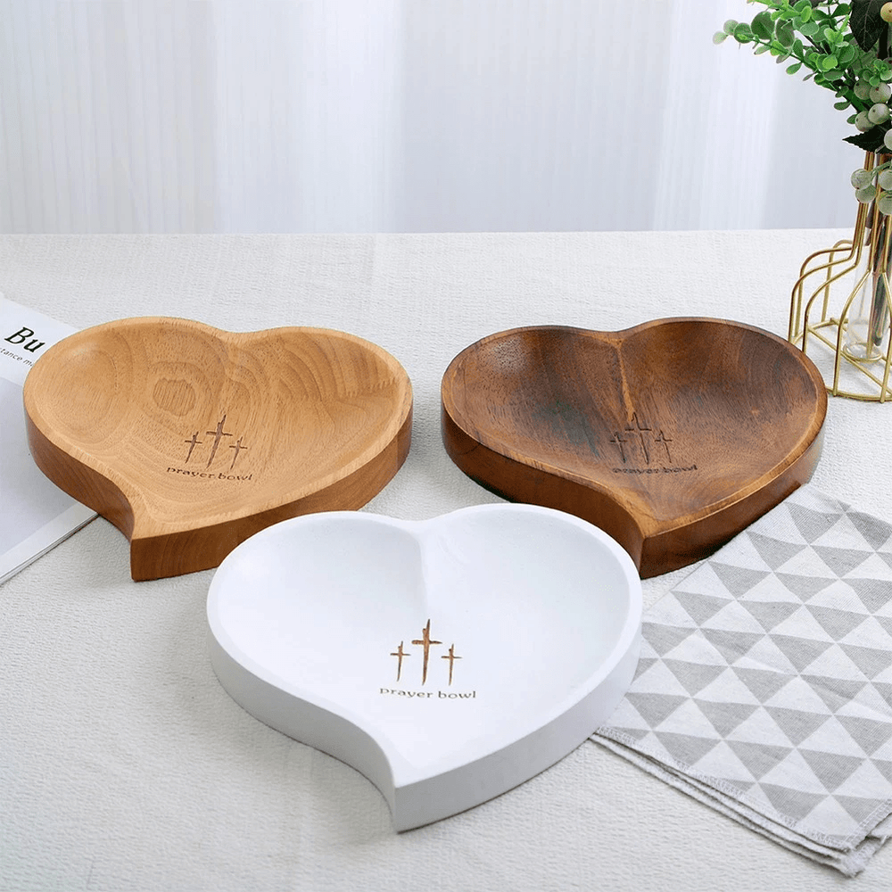 Christianartworkshop 3 Color Wooden Heart Shaped Prayer Bowl with Faith Note Cards - image 2