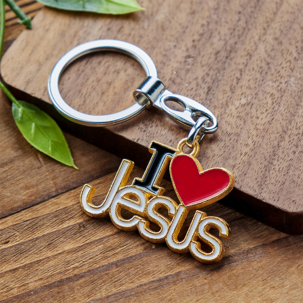 Christianartworkshop Believer's Choice Faithful Heart 4color I Love Jesus Keychain - Golden - image 2