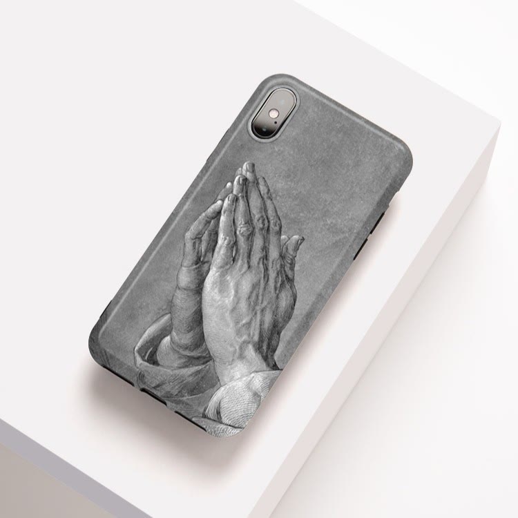 Christianartworkshop Praying Hands Sketch Phone Case: Vintage Monochrome Style - image 2