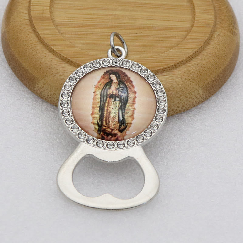 Christianartworkshop Faith Keepsake Two Color Our Lady of Guadalupe Crystal Halo Bottle Opener - Silver - image 2