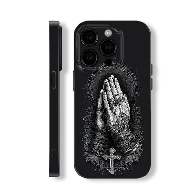 Christianartworkshop Faith in Praying Hands Phone Case: Elegant Monochrome Design, iPhone SE2