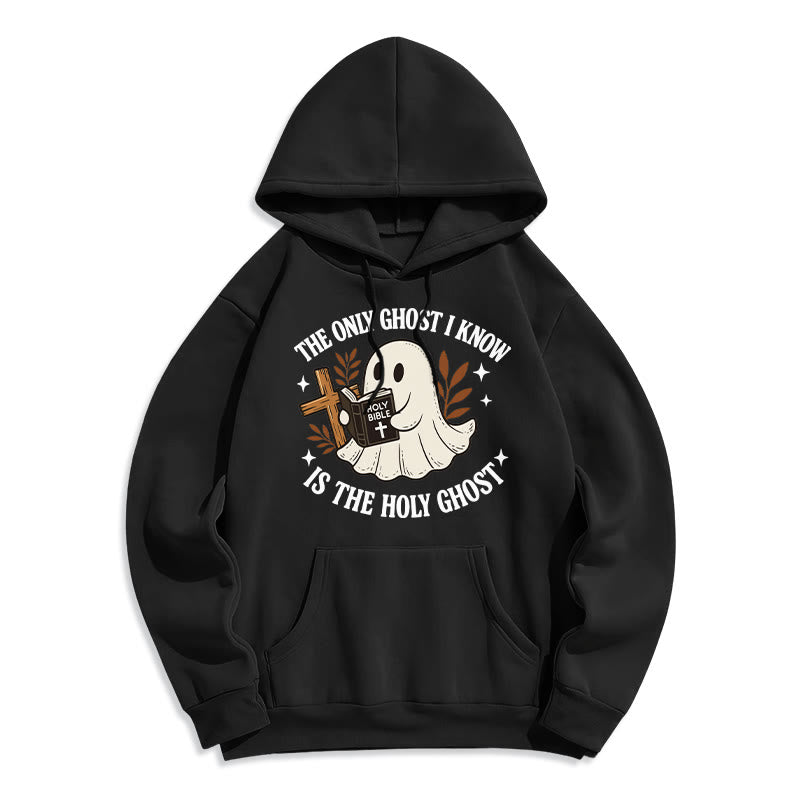 Christianartworkshop Ghost-Free Except the Holy One Fleece Lined Polyester Hoodie - Black - 2XL - image 1