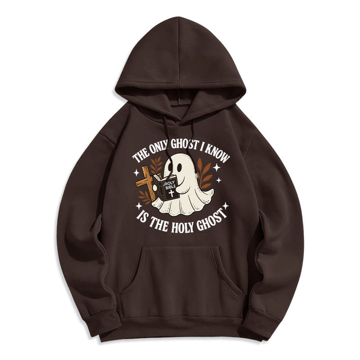 Christianartworkshop Ghost-Free Except the Holy One Fleece Lined Polyester Hoodie - Brown - 2XL - image 5