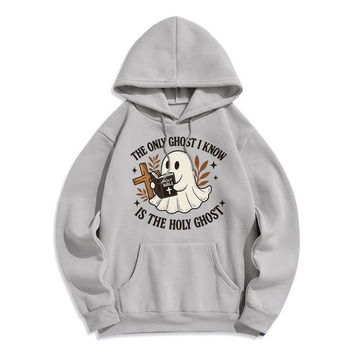 Christianartworkshop Ghost-Free Except the Holy One Fleece Lined Polyester Hoodie - Grey - 2XL - image 4