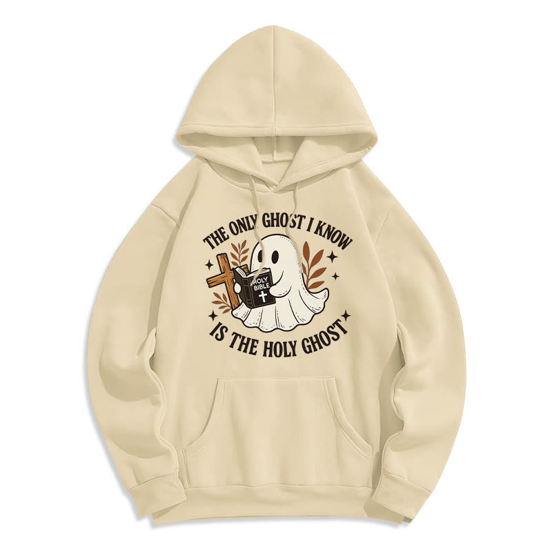 Christianartworkshop Ghost-Free Except the Holy One Fleece Lined Polyester Hoodie - Beige - 2XL - image 6