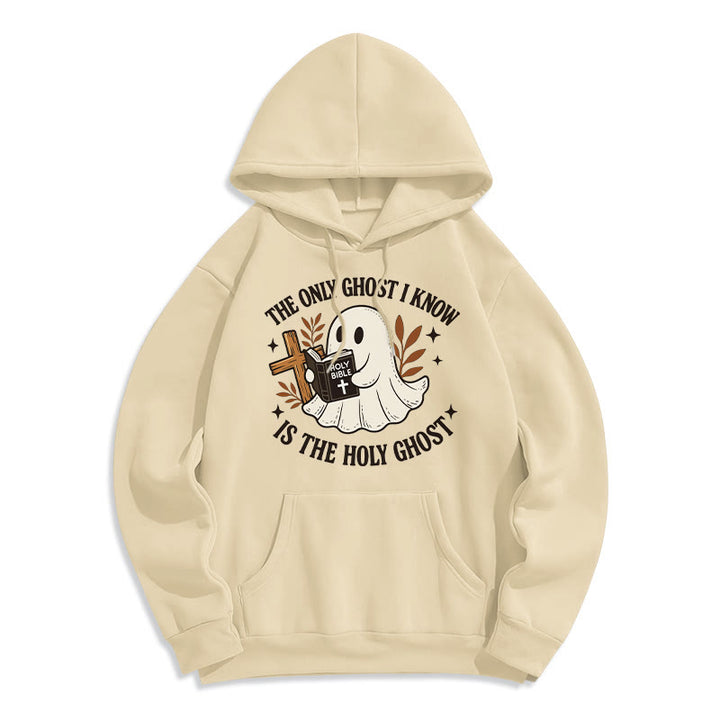 Christianartworkshop Ghost-Free Except the Holy One Fleece Lined Polyester Hoodie - Beige - 2XL - image 6