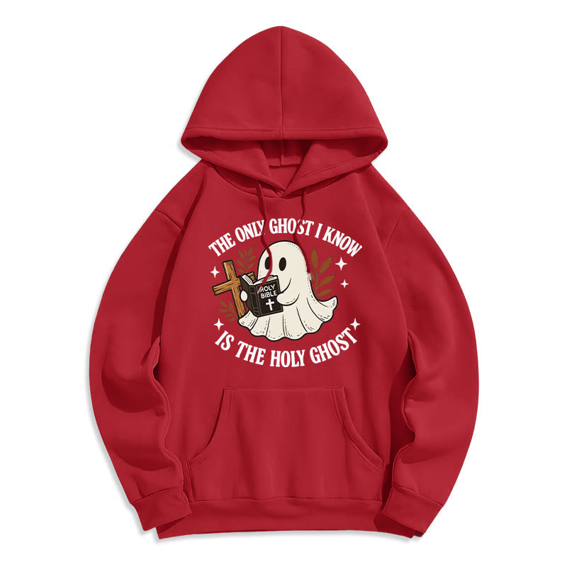 Christianartworkshop Ghost-Free Except the Holy One Fleece Lined Polyester Hoodie - Red - 2XL - image 9
