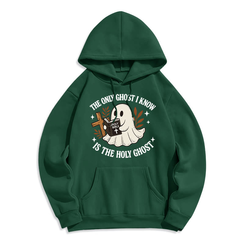 Christianartworkshop Ghost-Free Except the Holy One Fleece Lined Polyester Hoodie - Green - 2XL - image 8