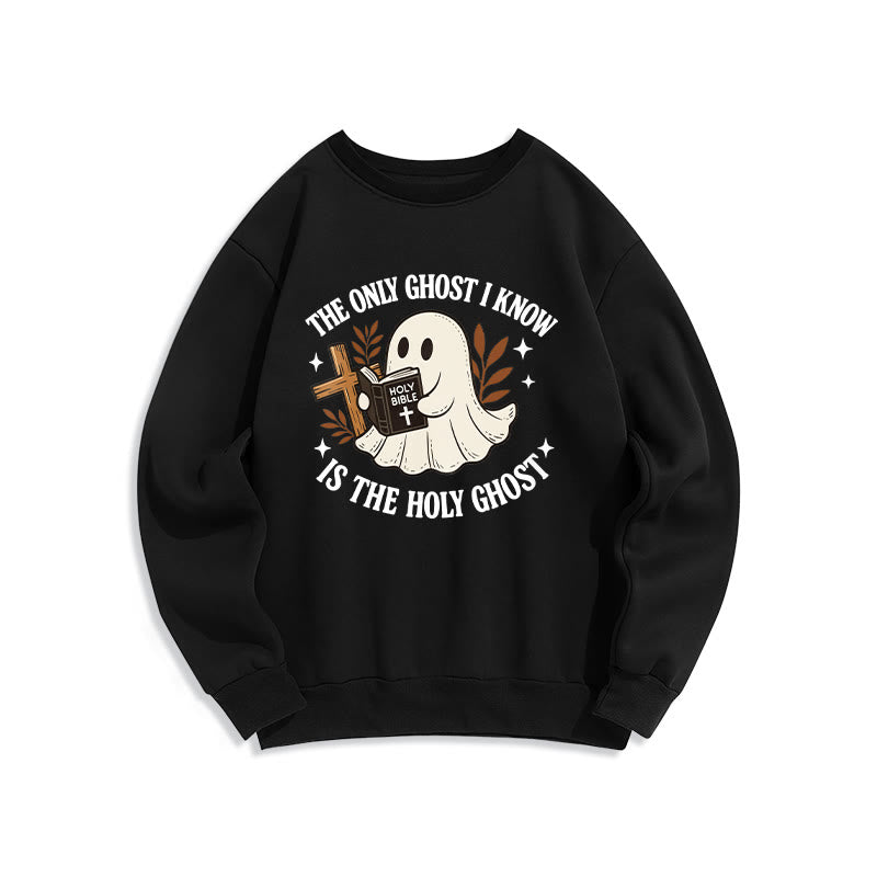 Christianartworkshop Ghost-Free Except the Holy One Fleece Lined Polyester Sweatshirt - Black - 2XL - image 6