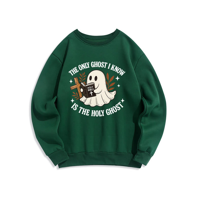 Christianartworkshop Ghost-Free Except the Holy One Fleece Lined Polyester Sweatshirt - Green - 2XL - image 5