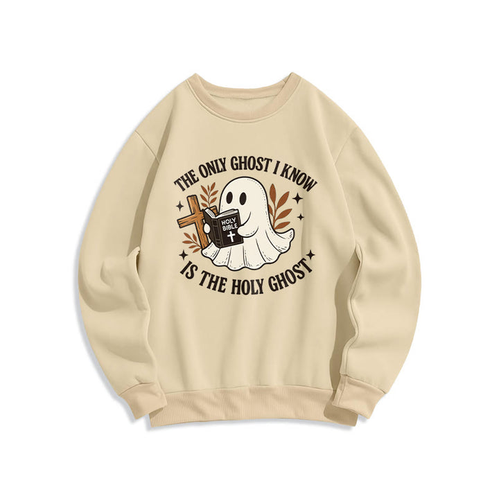 Christianartworkshop Ghost-Free Except the Holy One Fleece Lined Polyester Sweatshirt - Beige - 2XL - image 4