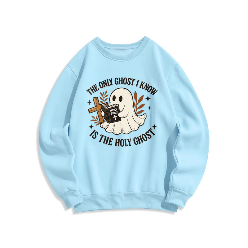 Christianartworkshop Ghost-Free Except the Holy One Fleece Lined Polyester Sweatshirt - Blue - 2XL - image 3