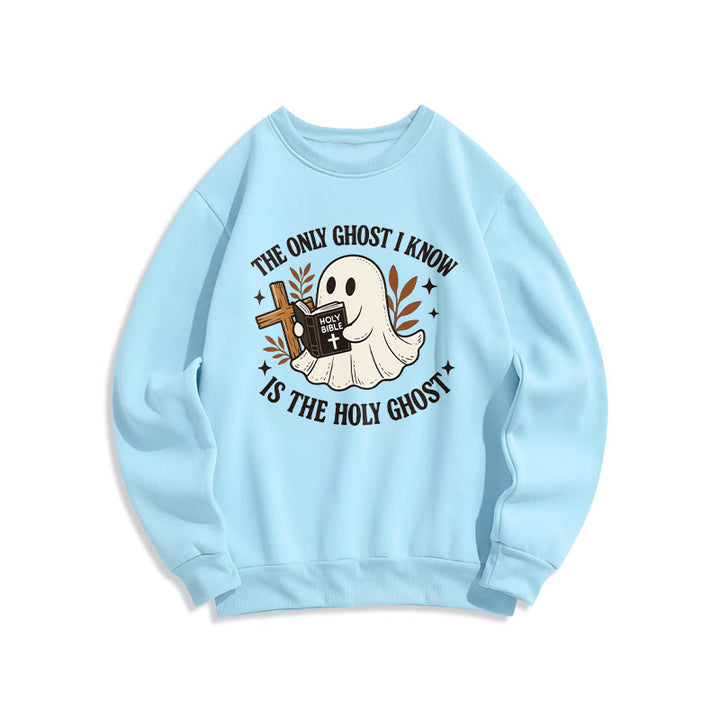 Christianartworkshop Ghost-Free Except the Holy One Fleece Lined Polyester Sweatshirt - Blue - 2XL - image 3