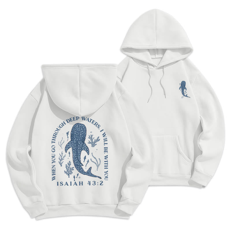 Christianartworkshop Modern Colored Style Faith Beneath the Waves Fleece Lined Polyester Hoodie - White - 2XL - image 1
