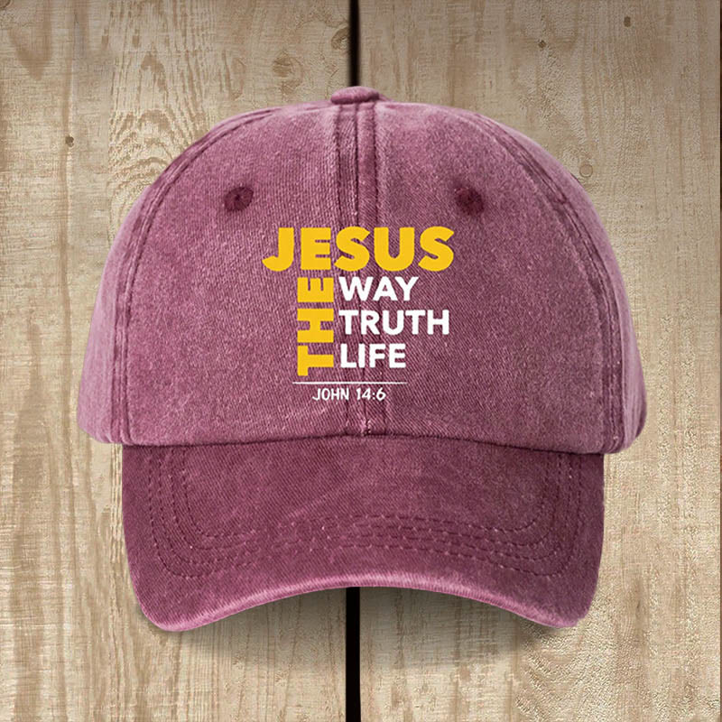 Christianartworkshop Vintage Jesus Is the Way Truth Life Baseball Cap: Walk in His Way - Wine - image 0