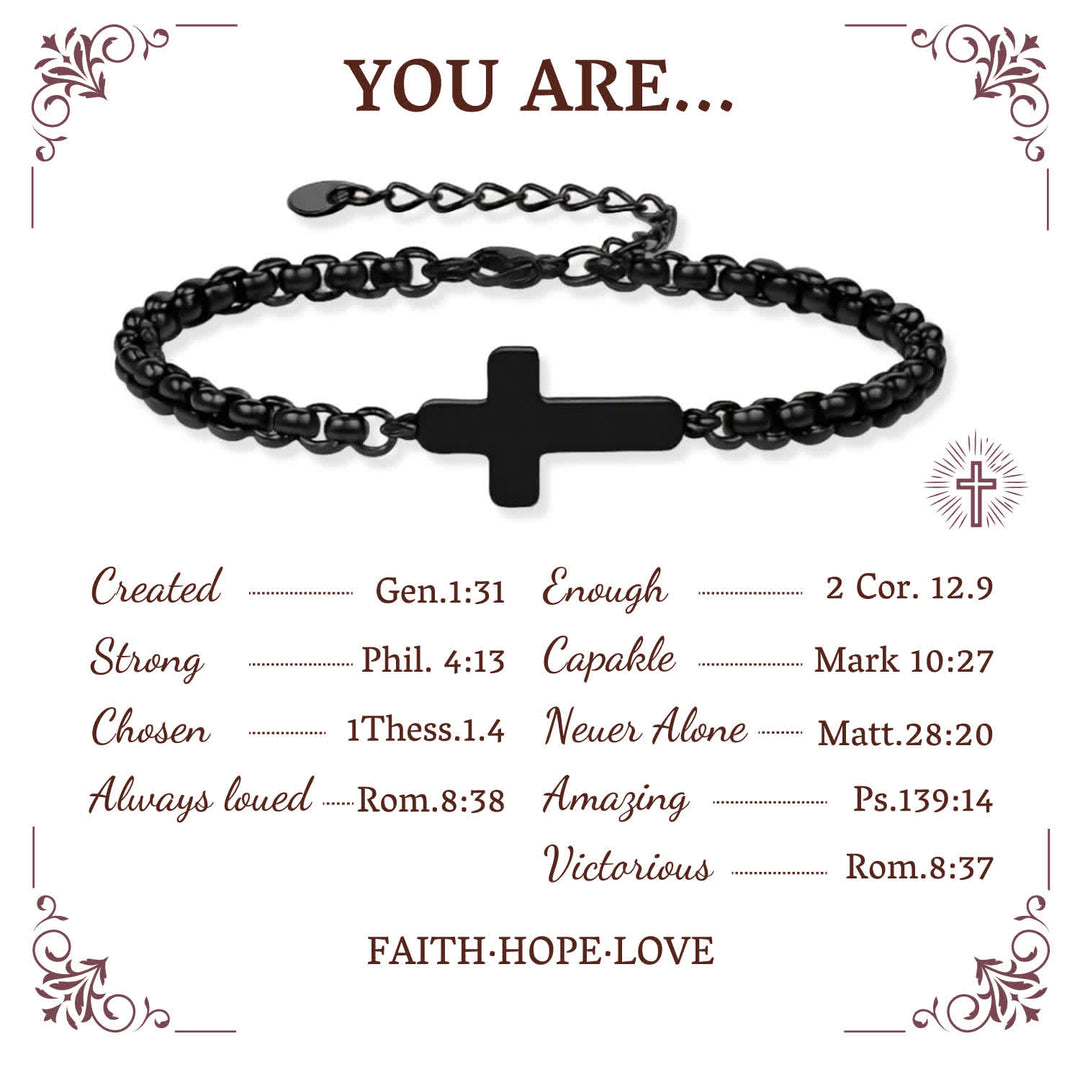 FREE Today: Minimalist Cross Chain Bracelets: Two Colors with Blessing Card - Black - image 1